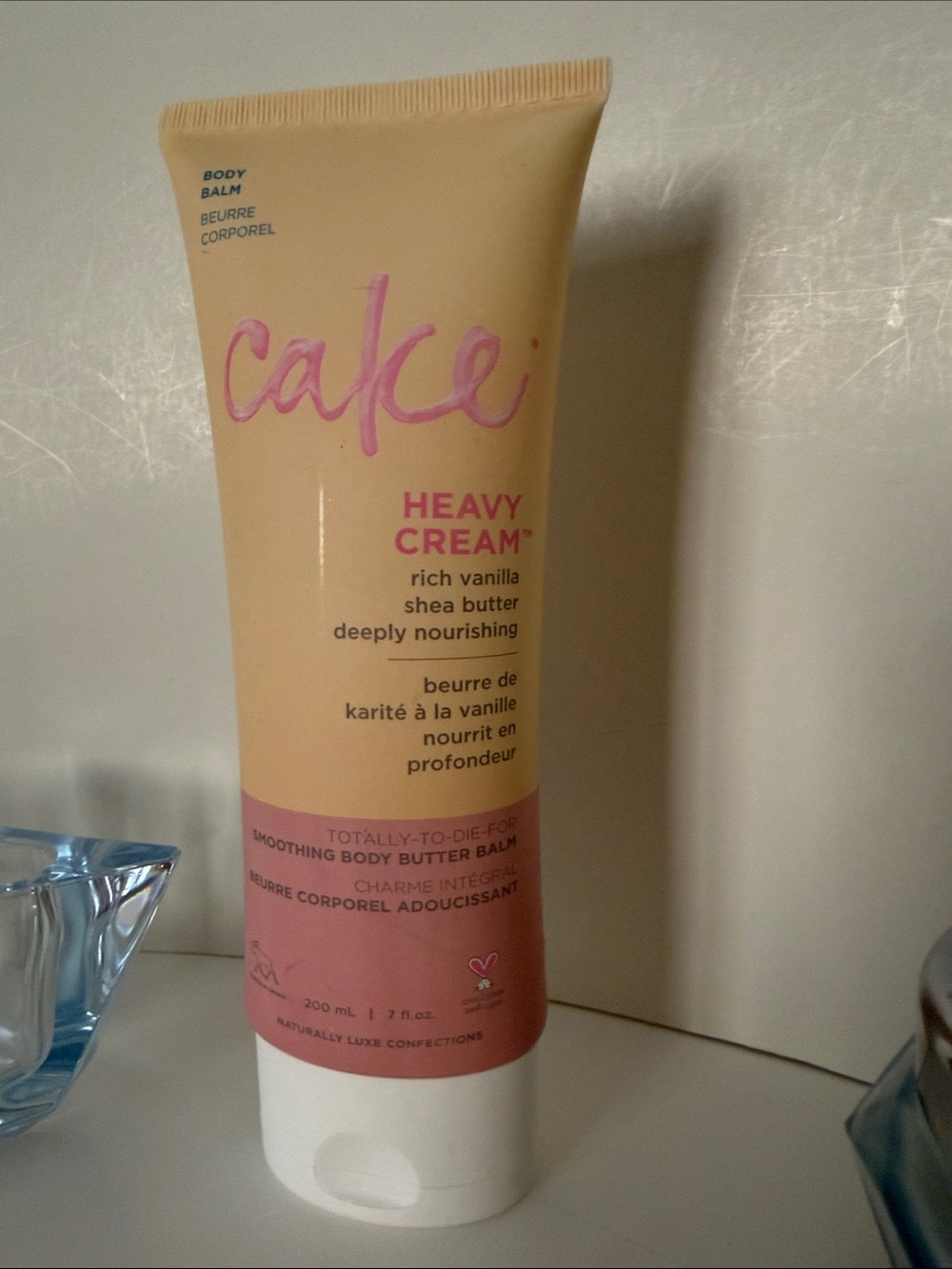 Cake Heavy Cream Body Balm in Peach and Pink, 7 oz.,Shea Butter, rich Vanilla